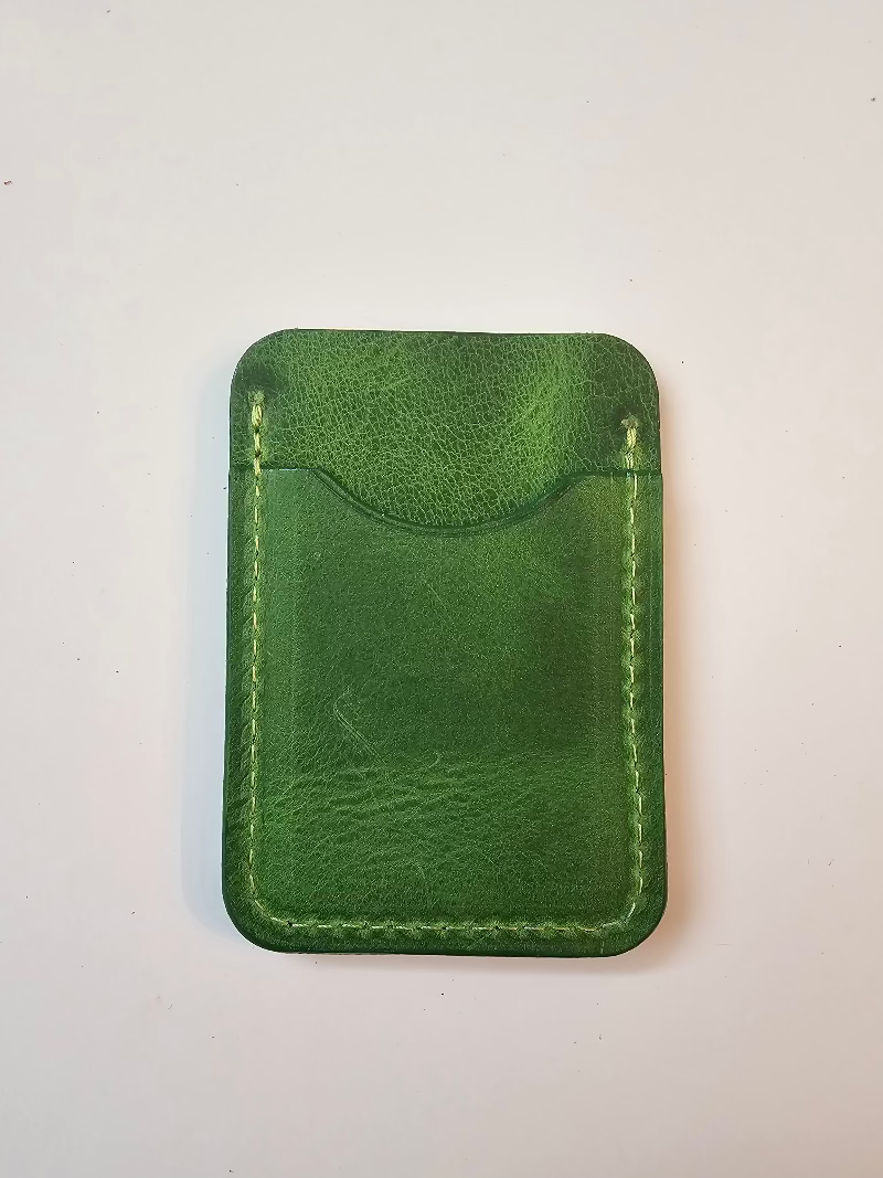 Full-Grain Leather Card Holder- Slim Minimalist Wallet (Green) - Tad Leathers