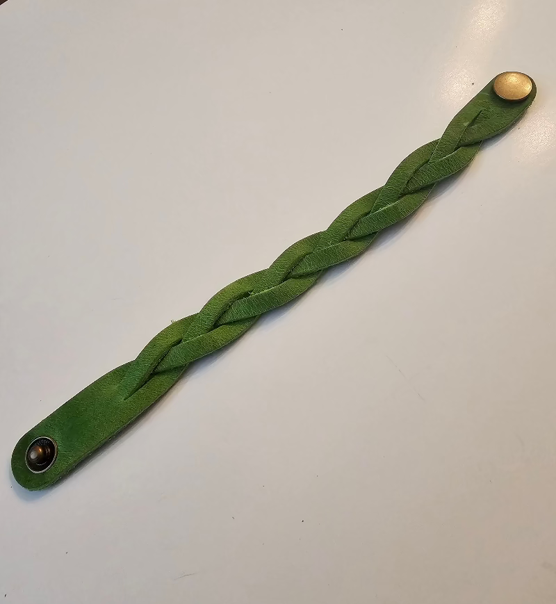 Green Mystery Braid Leather Bracelet - Tad Leathers