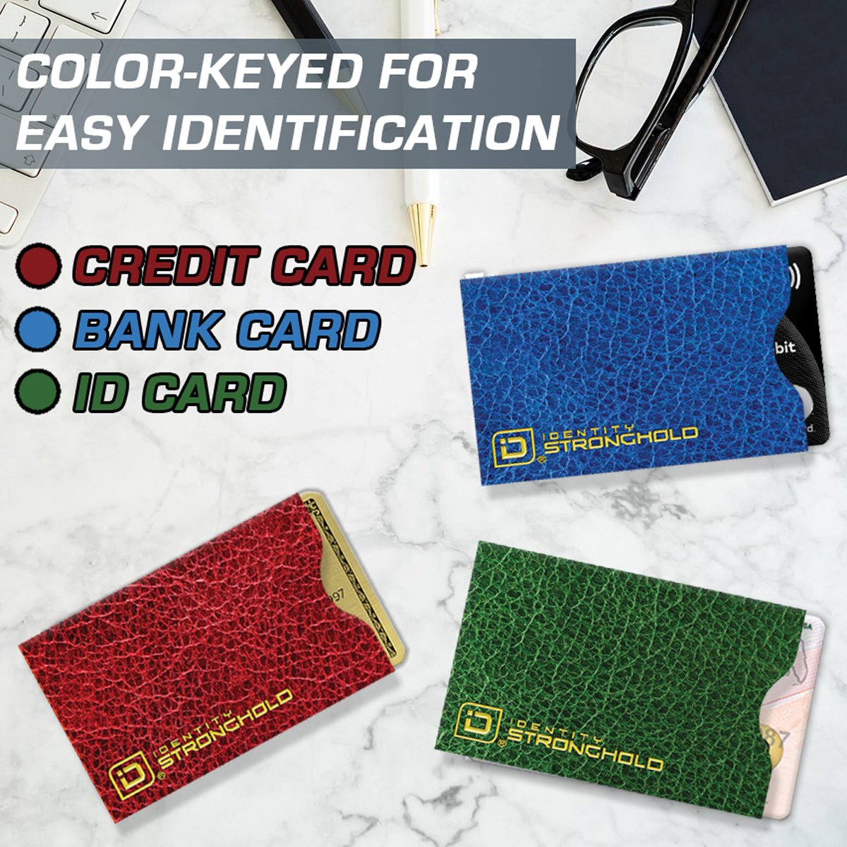 RFID Blocking Credit Card Sleeves - Leather Look 8 Pack