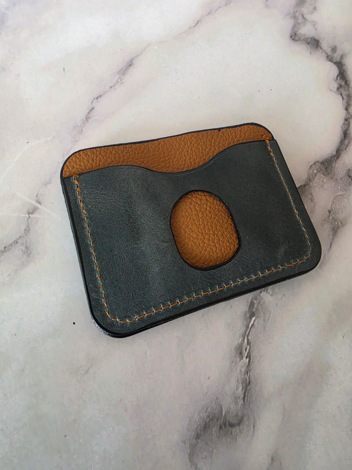 Charcoal and saddle brown back angled view