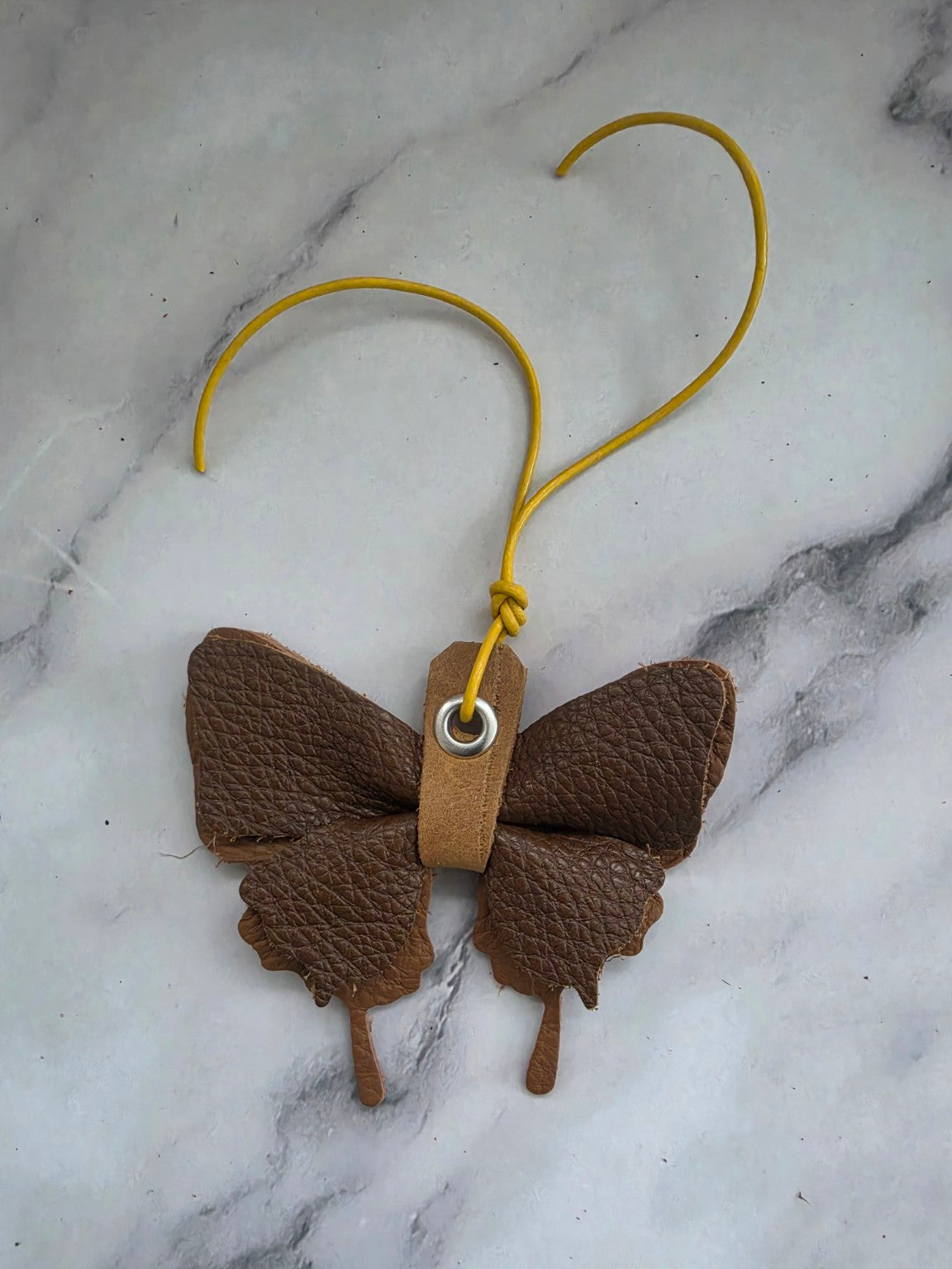 Chocolate Brown handmade leather butterfly bag charm