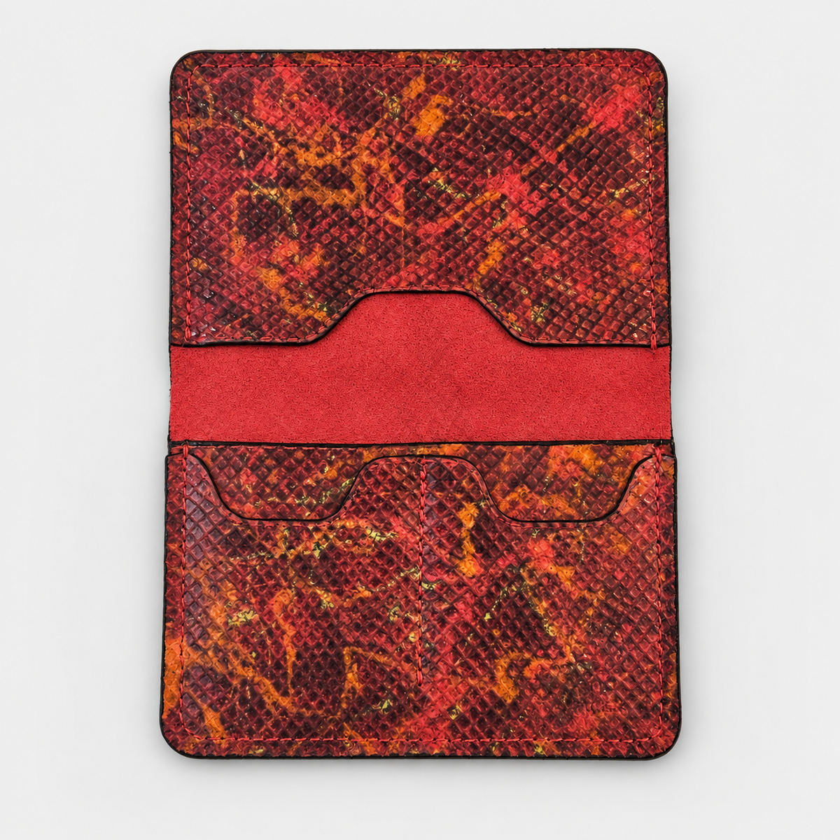 Inferno Python handmade leather passport holder by Tad Leathers