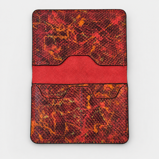 Inferno Python handmade leather passport holder by Tad Leathers