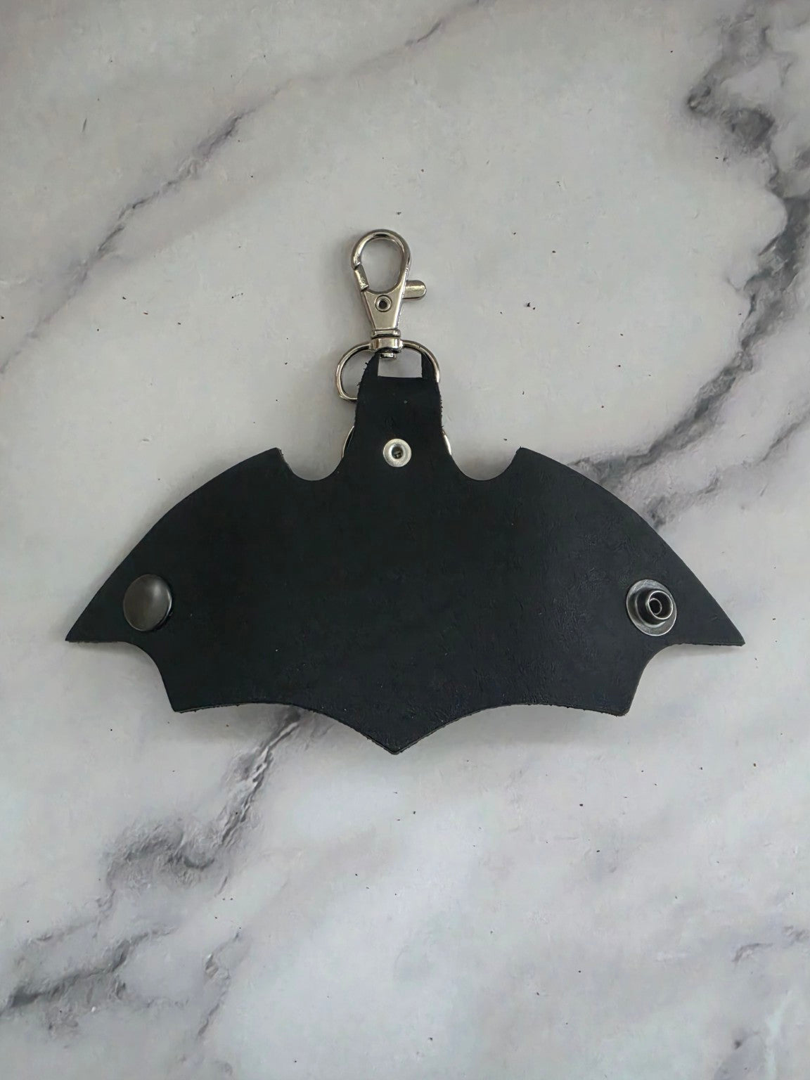 Midnight Bat leather key holder fully open