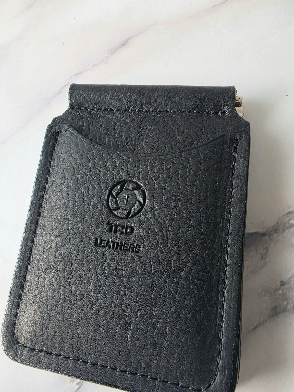 Black Leather Money Clip Wallet