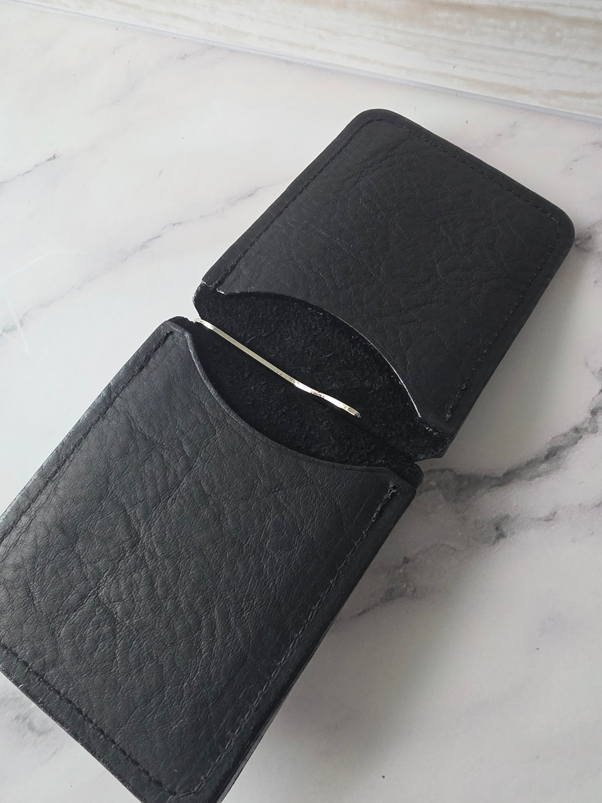 Black Leather Money Clip Wallet