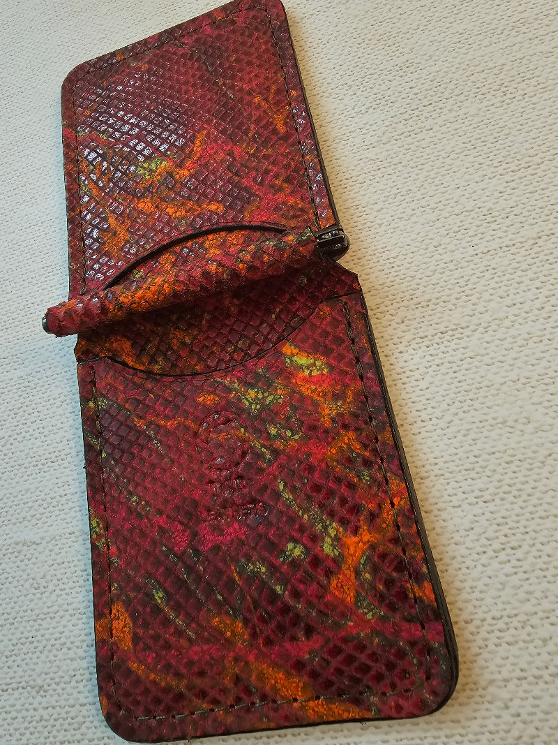 python Leather Money Clip Wallet, Handmade Riverview Florida