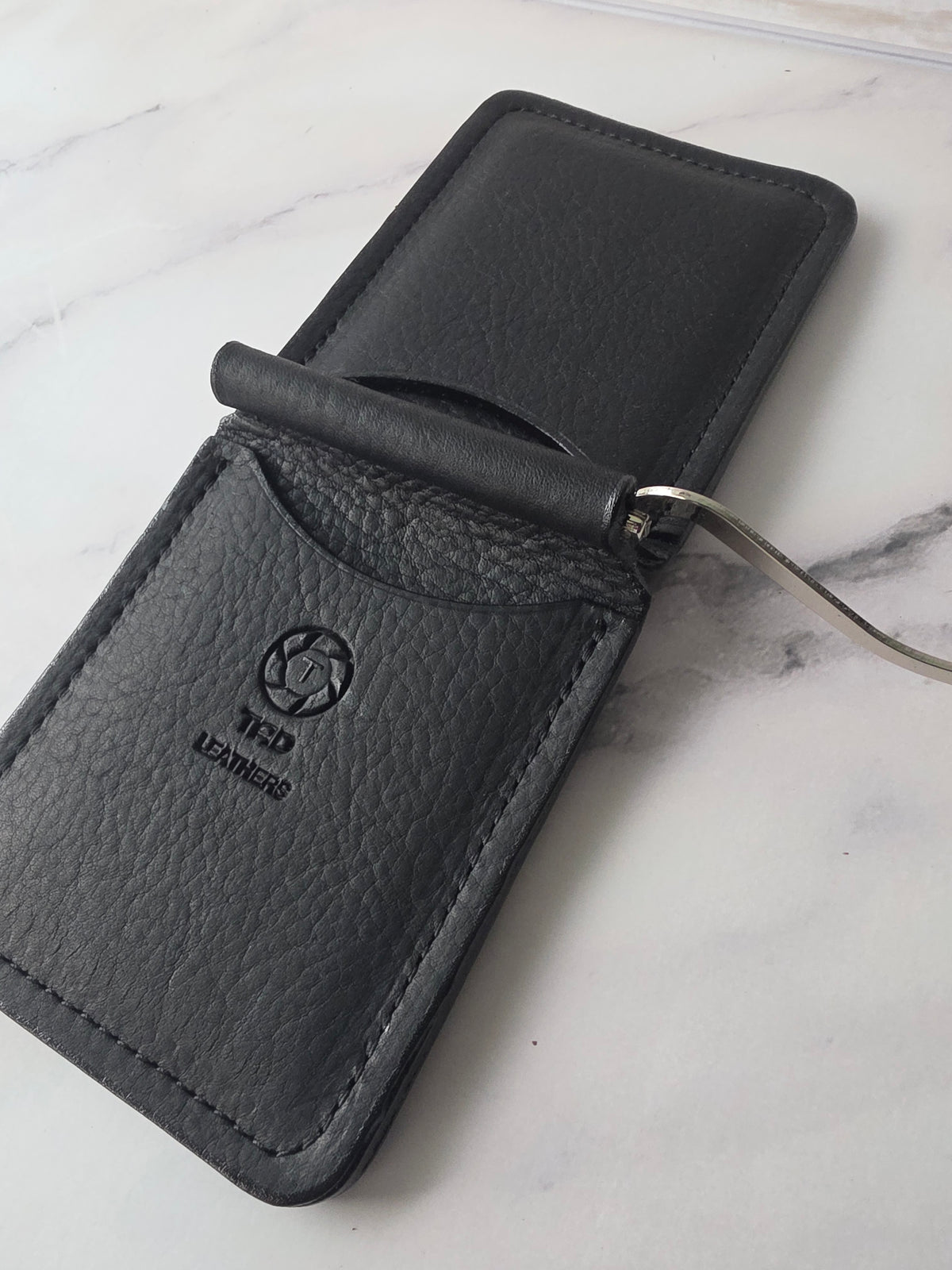 Black Leather Money Clip Wallet