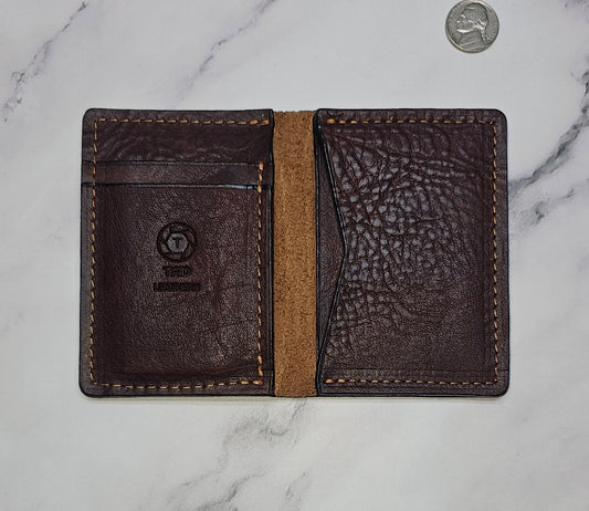 Brown Pebble Grain Minimalist Wallet - Tad LeathersCard holderHandmade walletWallet