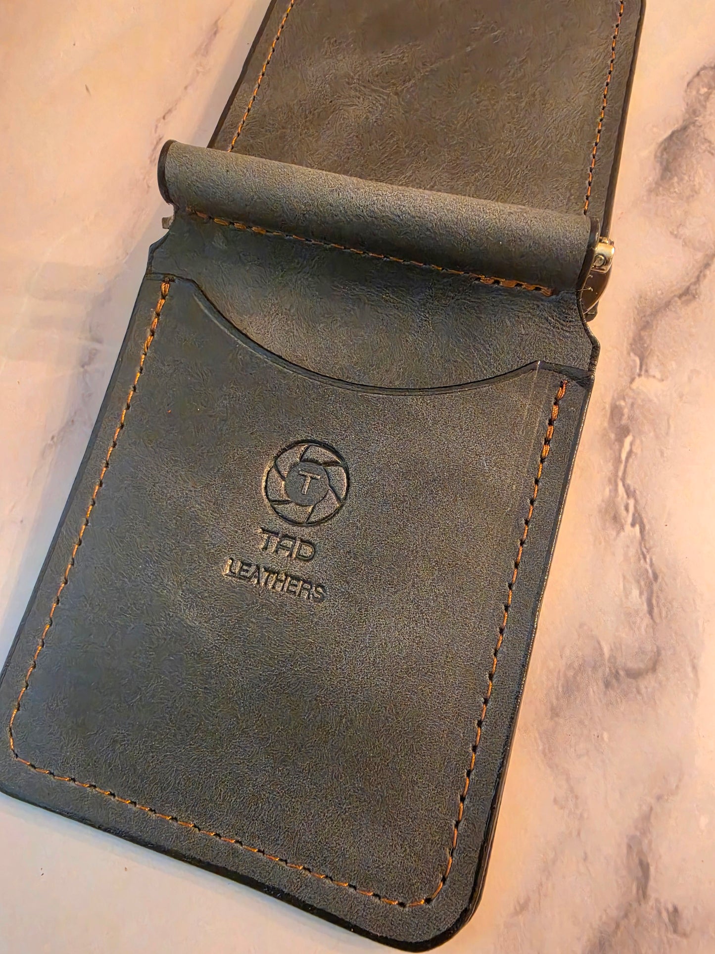 Moss Charcoal Leather Money Clip Wallet