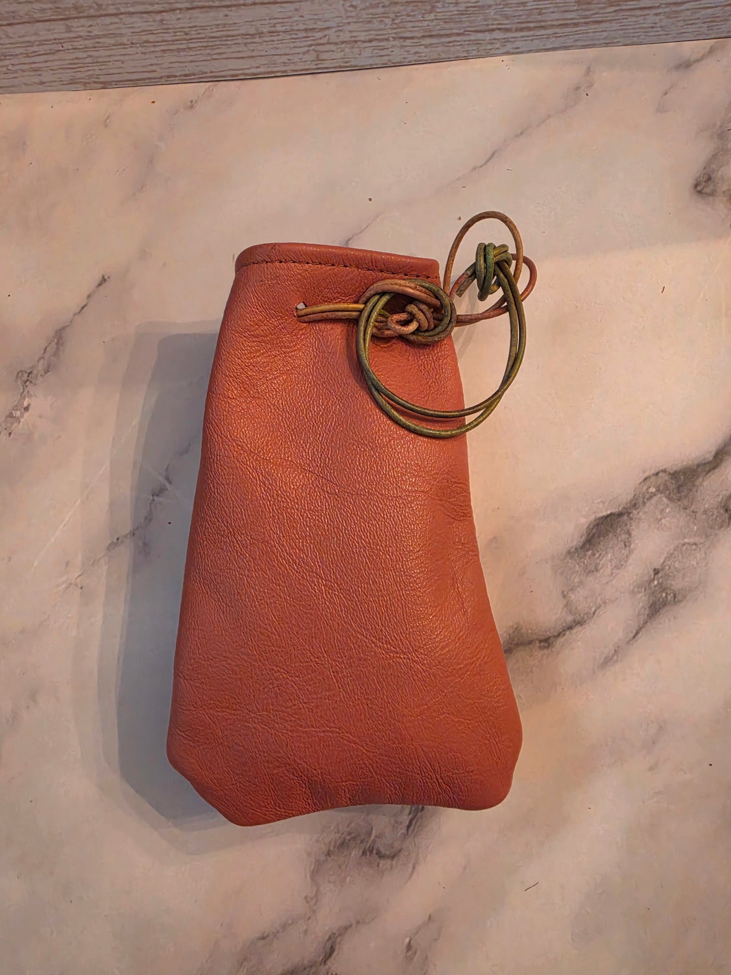 Handmade Full Grain Leather Drawstring Pouch