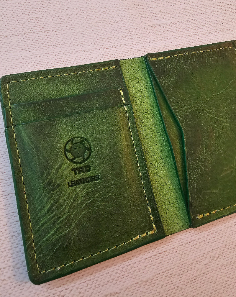Green Leather Minimalist Cardholder Tampa Florida