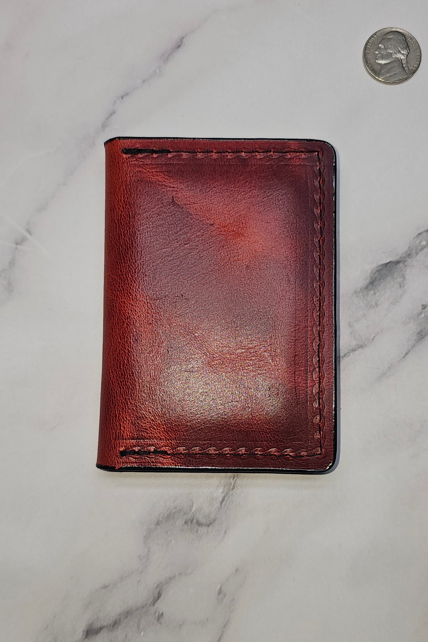 Red Minimalist Wallet - Sleek and Compact Design - Tad Leathers