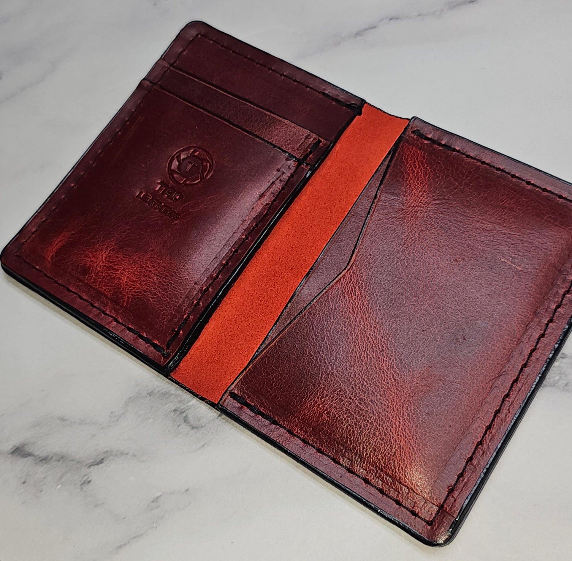 Red Minimalist Wallet - Sleek and Compact Design - Tad Leathers