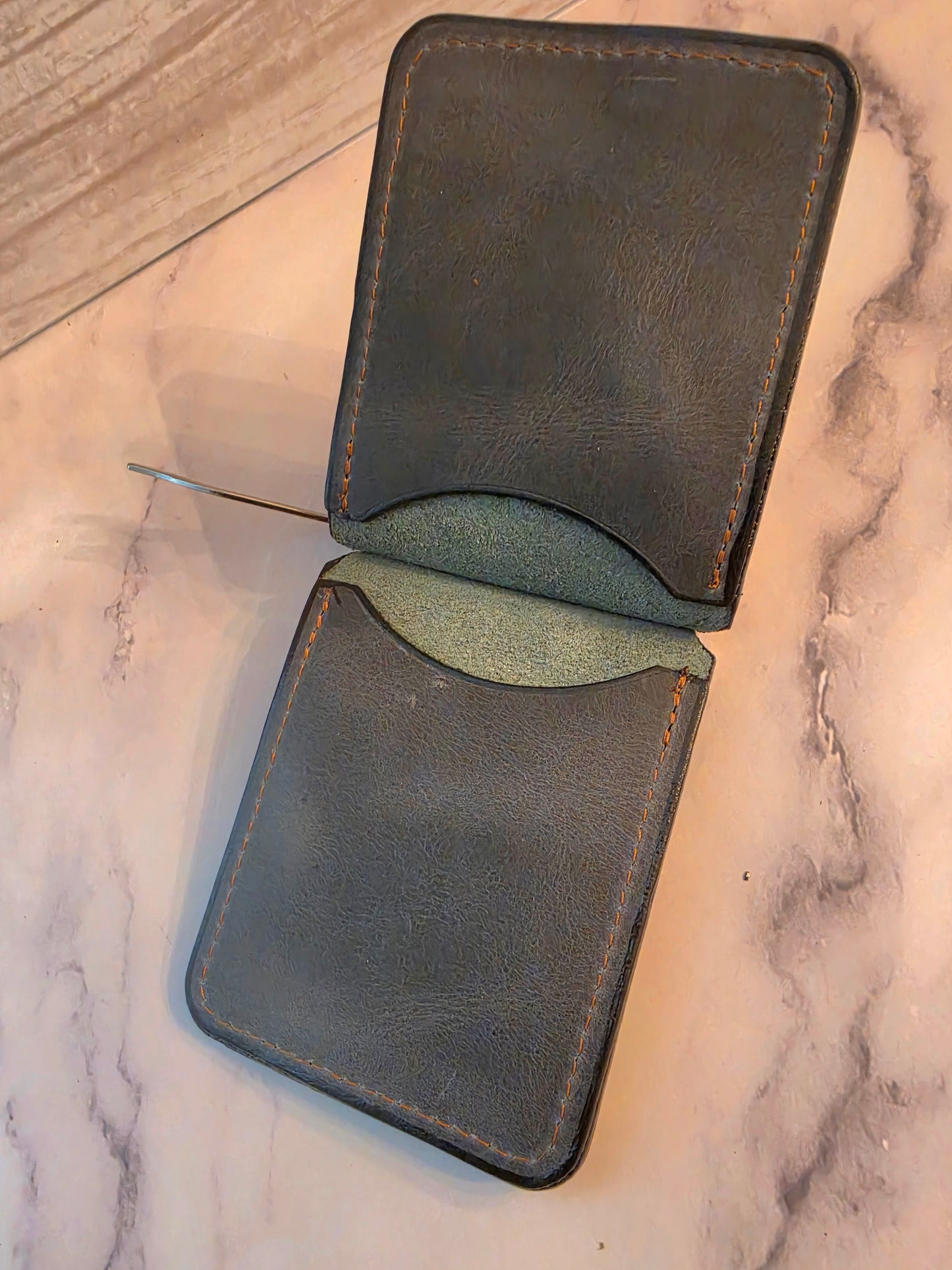 Moss Charcoal Leather Money Clip Wallet
