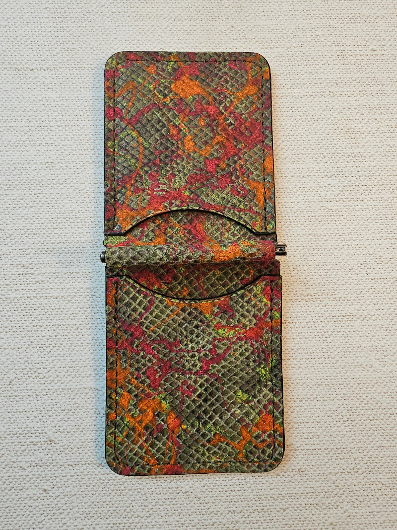 Python Leather Money Clip Cardholder