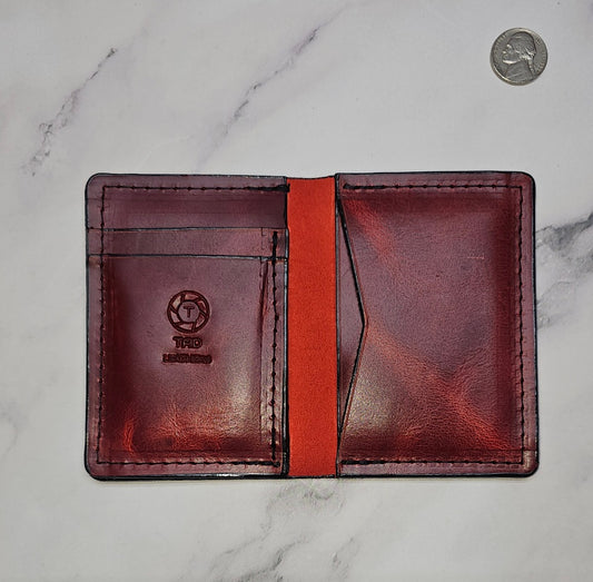 Red Minimalist Wallet - Sleek and Compact Design - Tad Leathers