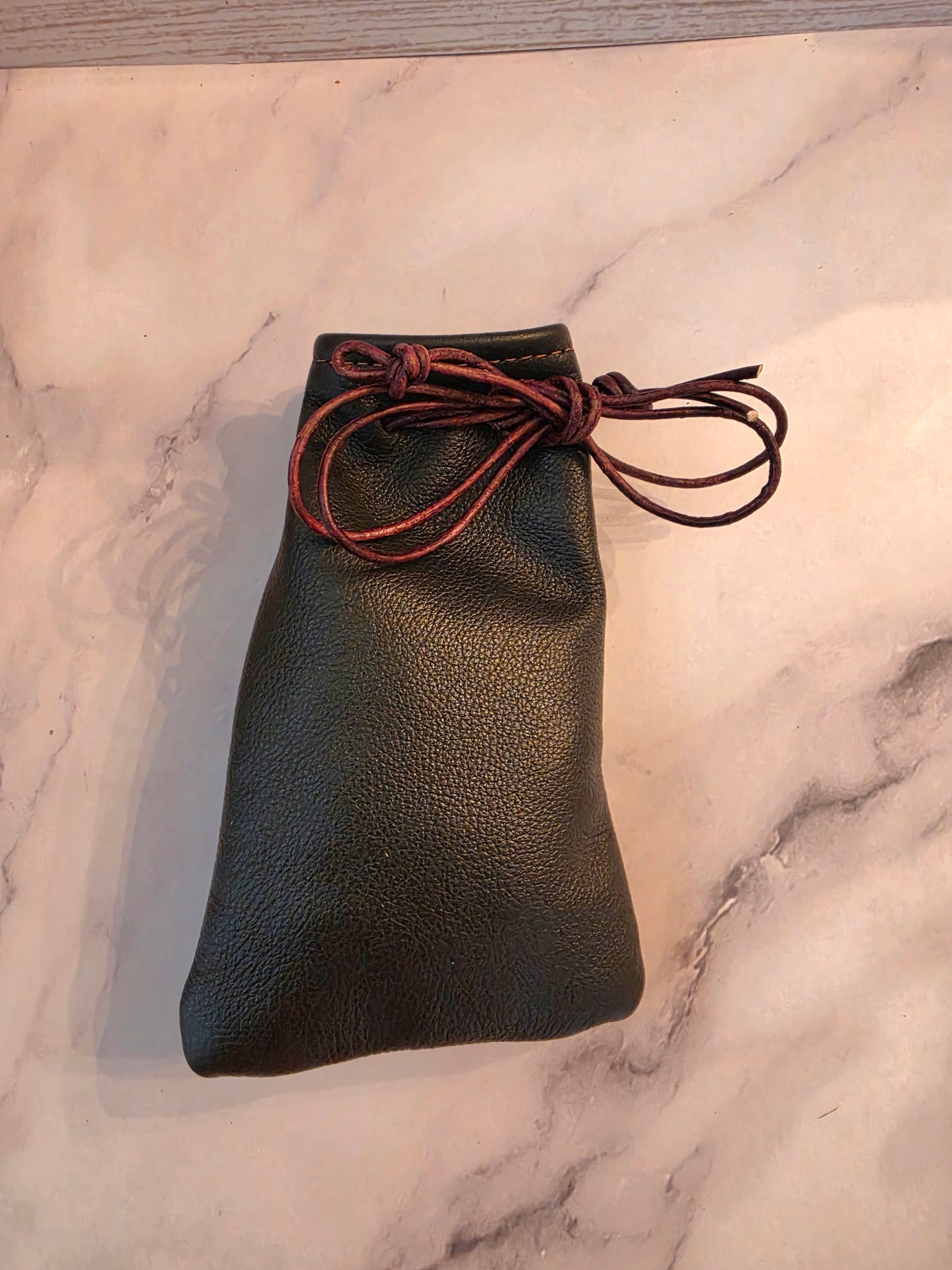 Handmade Full Grain Leather Drawstring Pouch