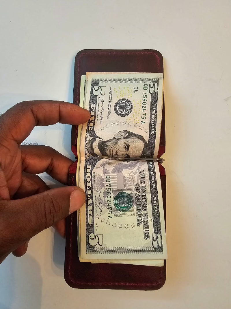 Leather Monet Clip Wallet Minimalist Cardholder