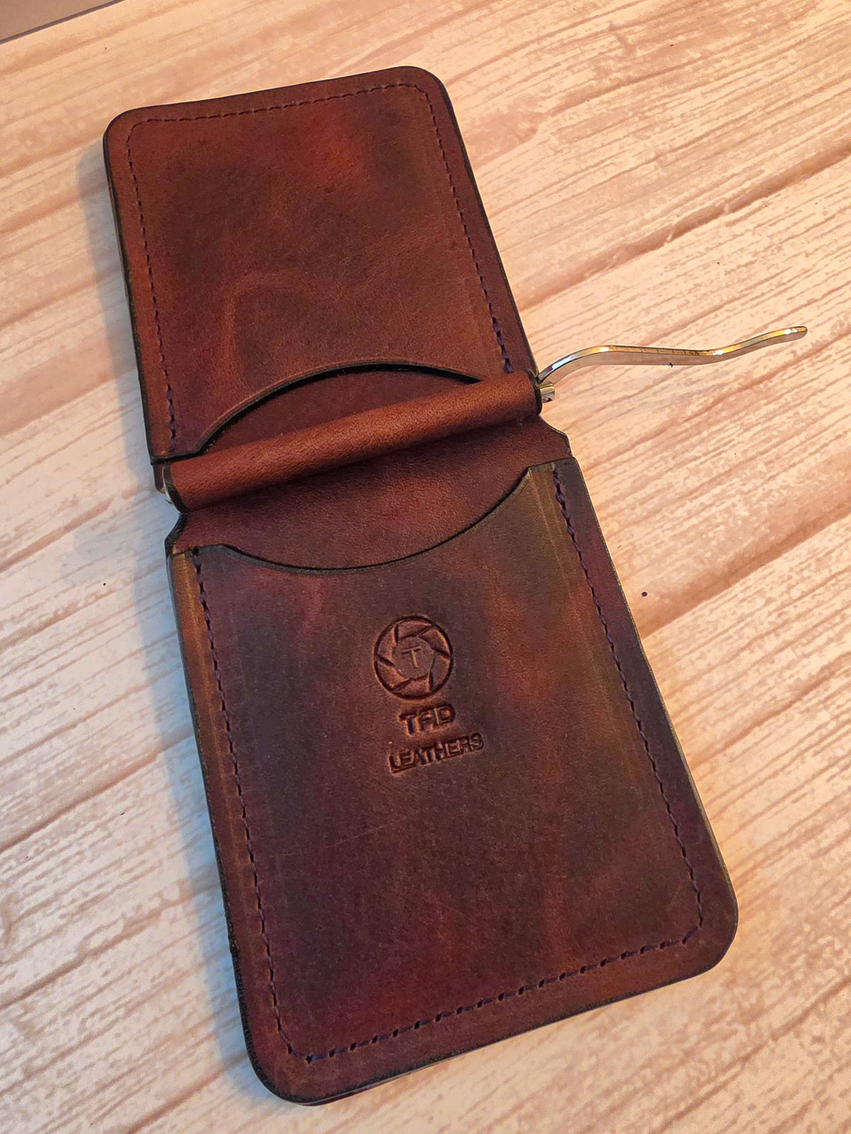 Chocolate Brown Leather Money Clip Wallet