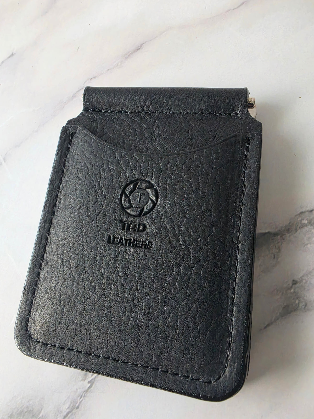 Black Leather Money Clip Wallet