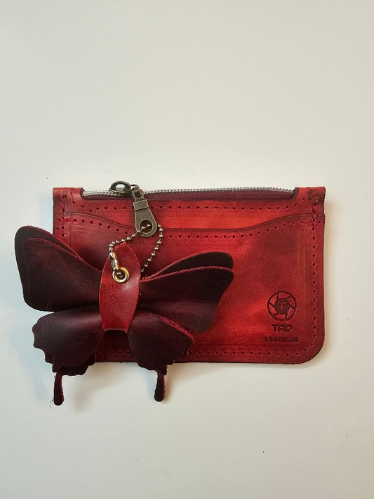 Red Zippered Pouch - Organize in Style! - Tad Leathers