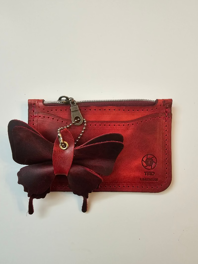 Red Zippered Pouch - Organize in Style! - Tad Leathers