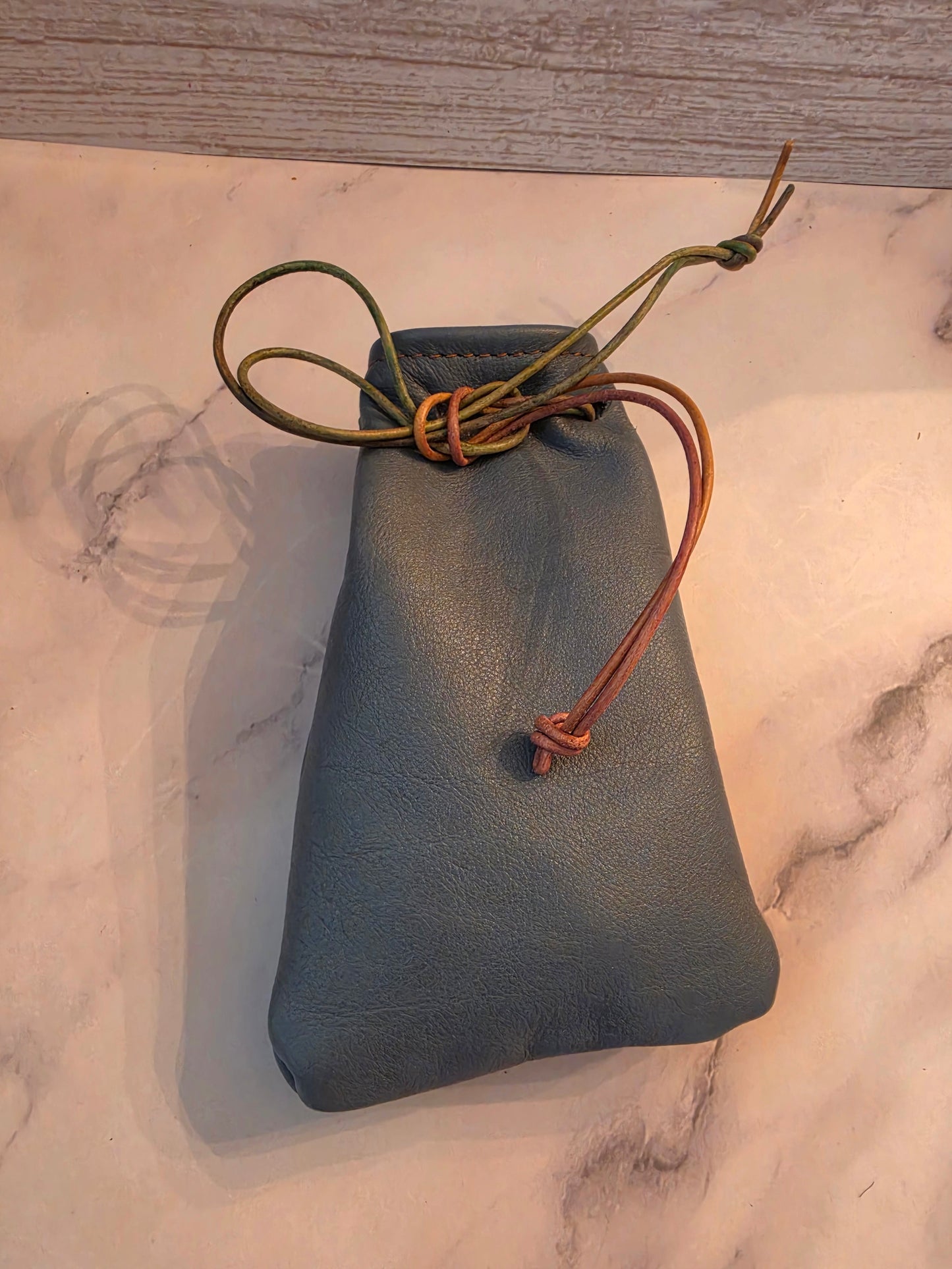 Handmade Full Grain Leather Drawstring Pouch