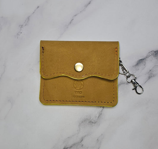 Yellow Leather Snap Wallet - Compact and Stylish - Tad LeathersBest leather walletExotic leatherLeather walletTad Leathers