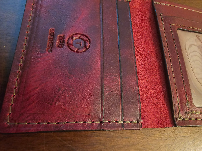 Handmade Leather wallet Volano red