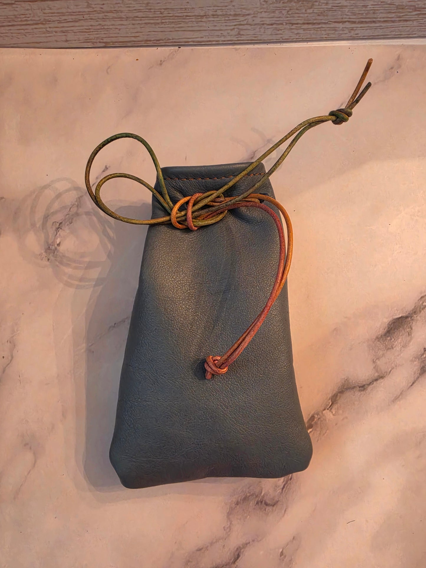Handmade Full Grain Leather Drawstring Pouch