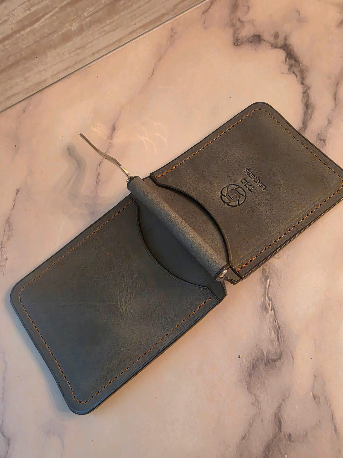 Moss Charcoal Leather Money Clip Wallet