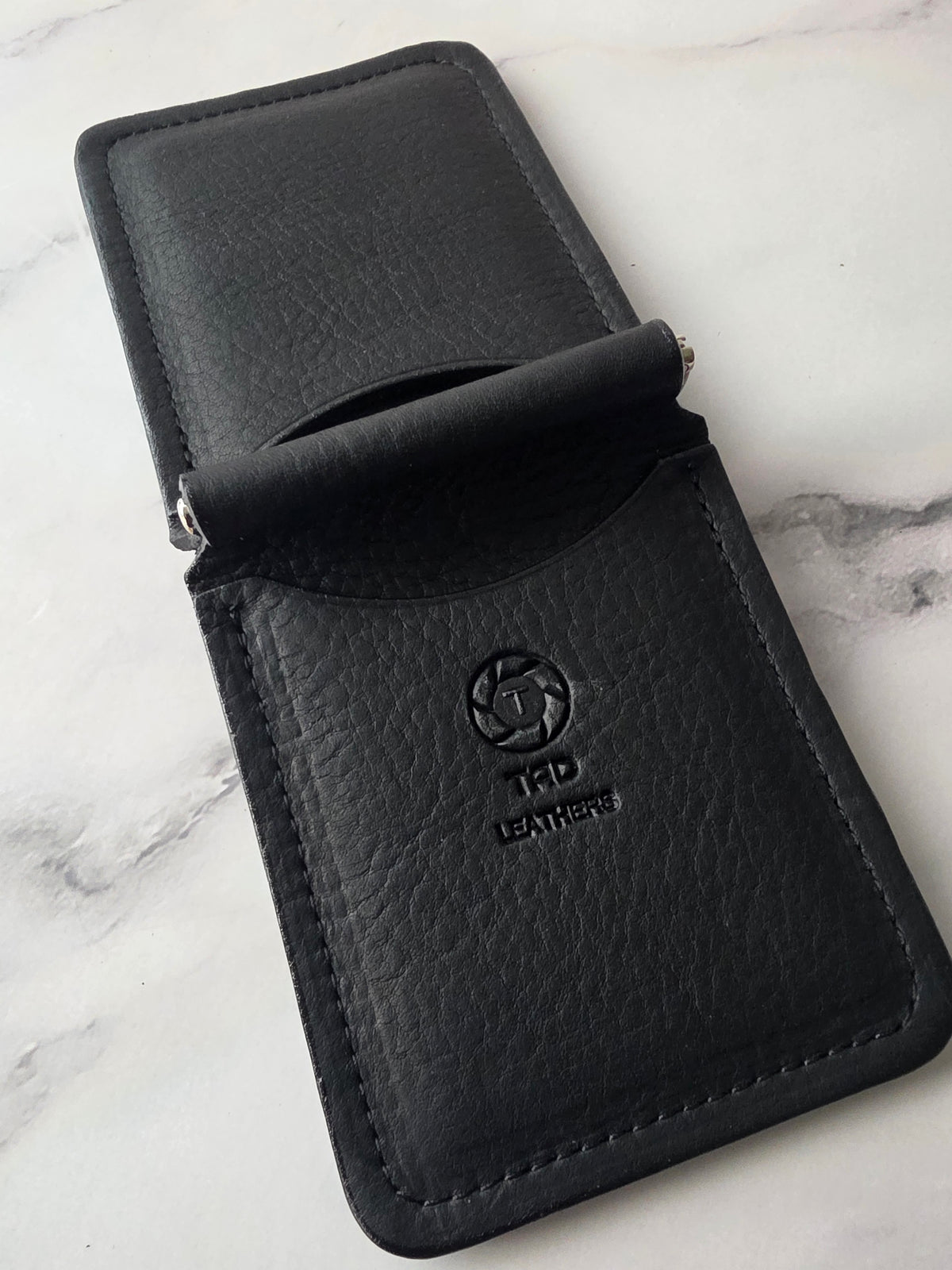 Black Leather Money Clip Wallet
