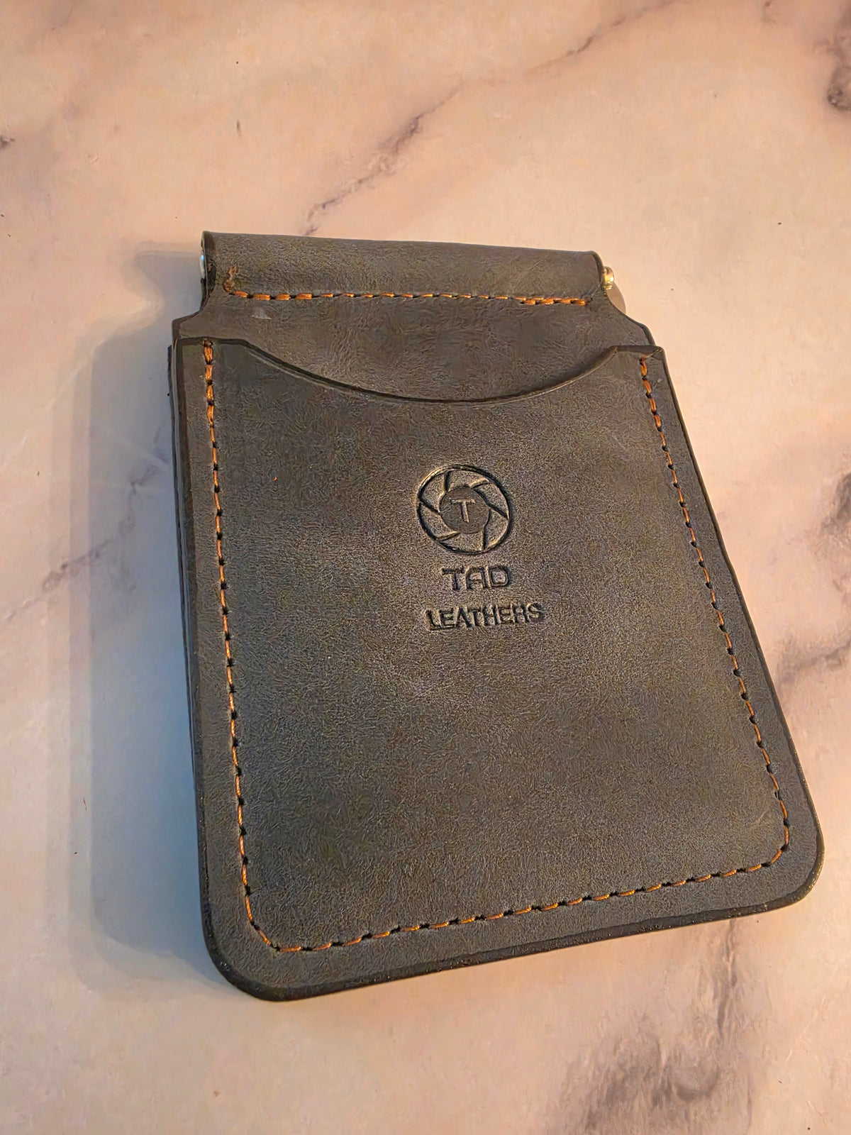 Moss Charcoal Leather Money Clip Wallet