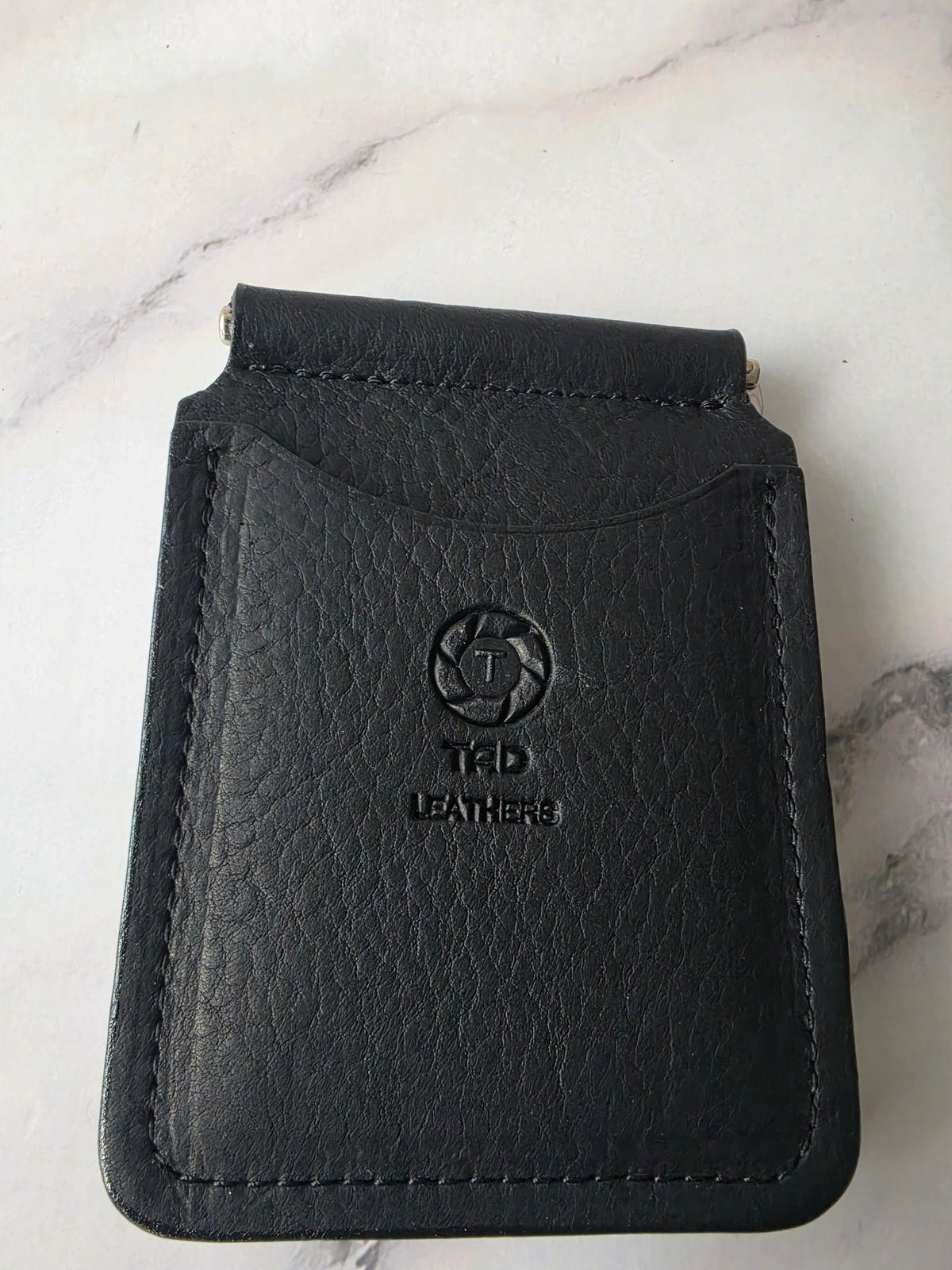 Black Leather Money Clip Wallet