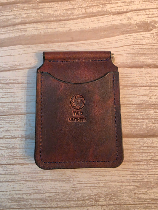 Chocolate Brown Leather Money Clip Wallet
