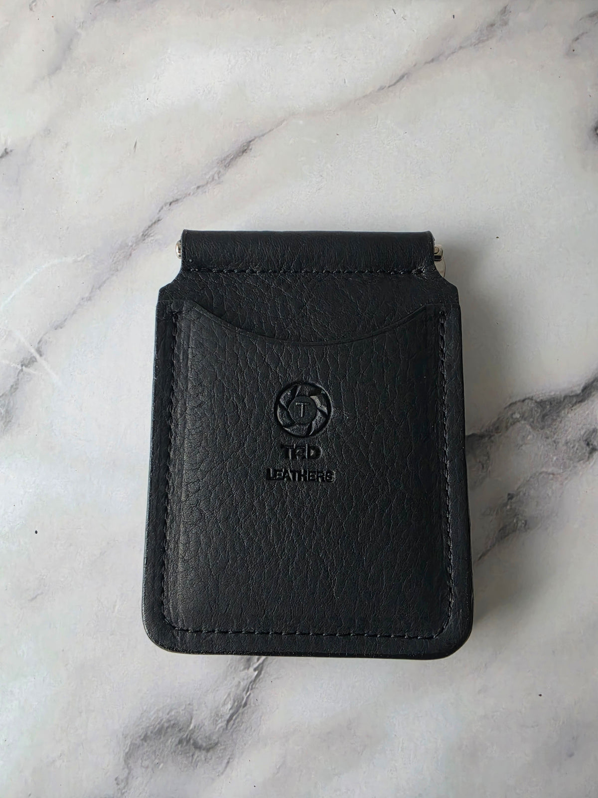 Black Leather Money Clip Wallet