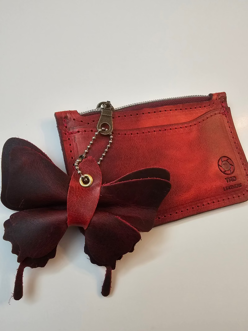 Red Zippered Pouch - Organize in Style! - Tad Leathers