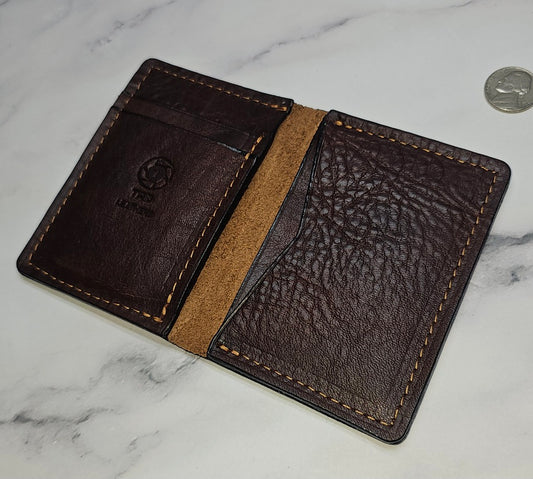 Brown Pebble Grain Minimalist Wallet - Tad LeathersCard holderHandmade walletWallet