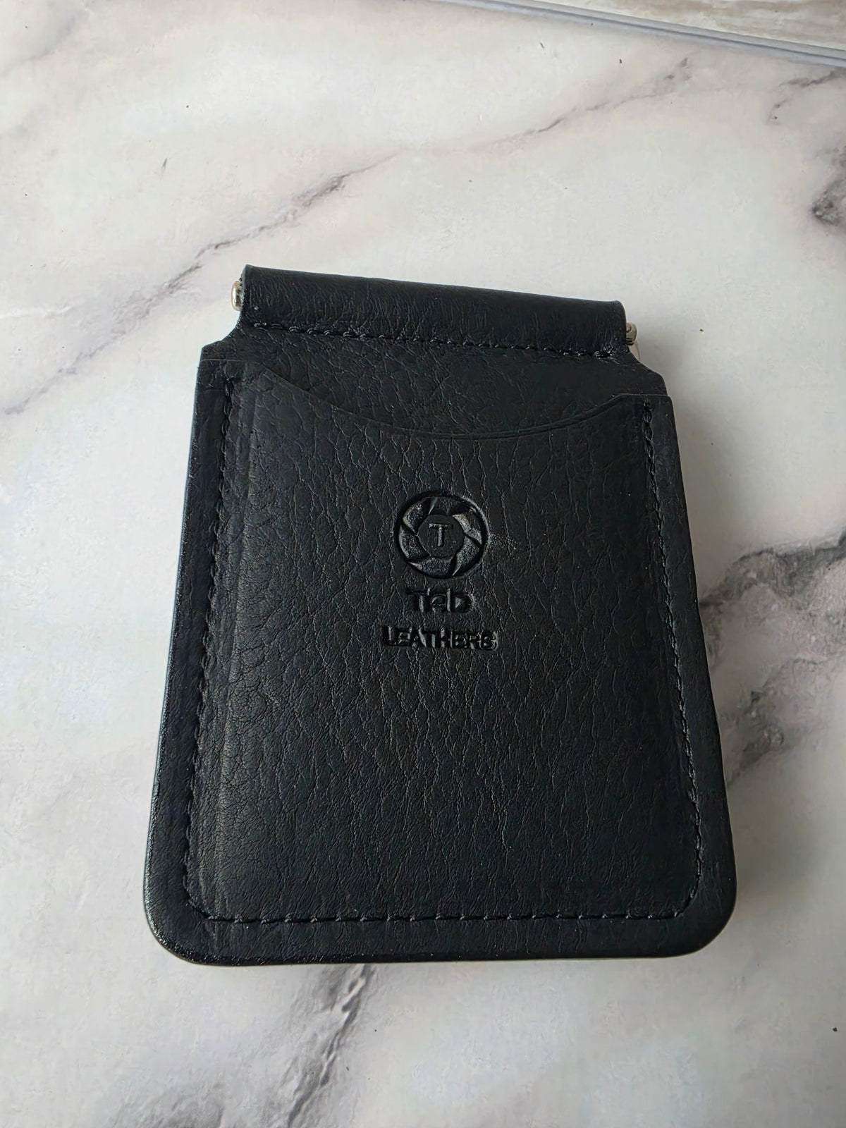 Black Leather Money Clip Wallet