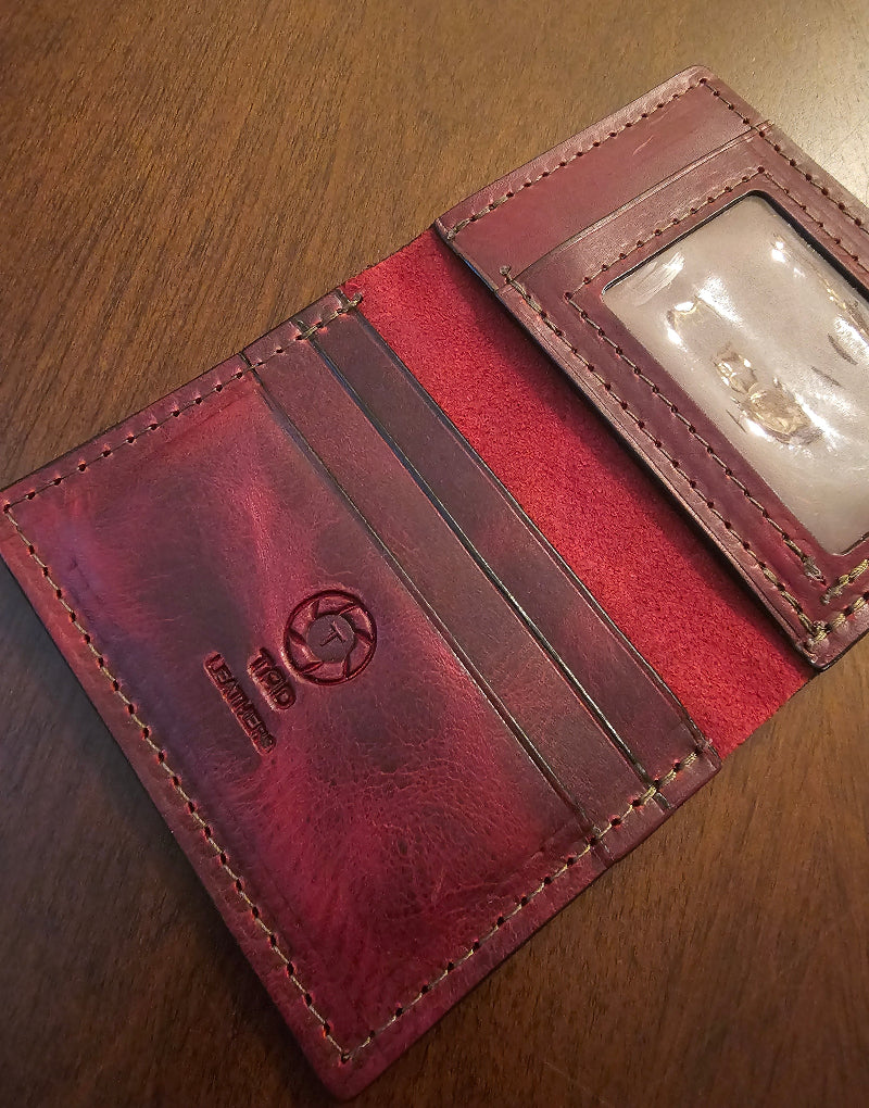 Volcano Leather ID wallet Full-grain Leather ID window Leather Cardholder