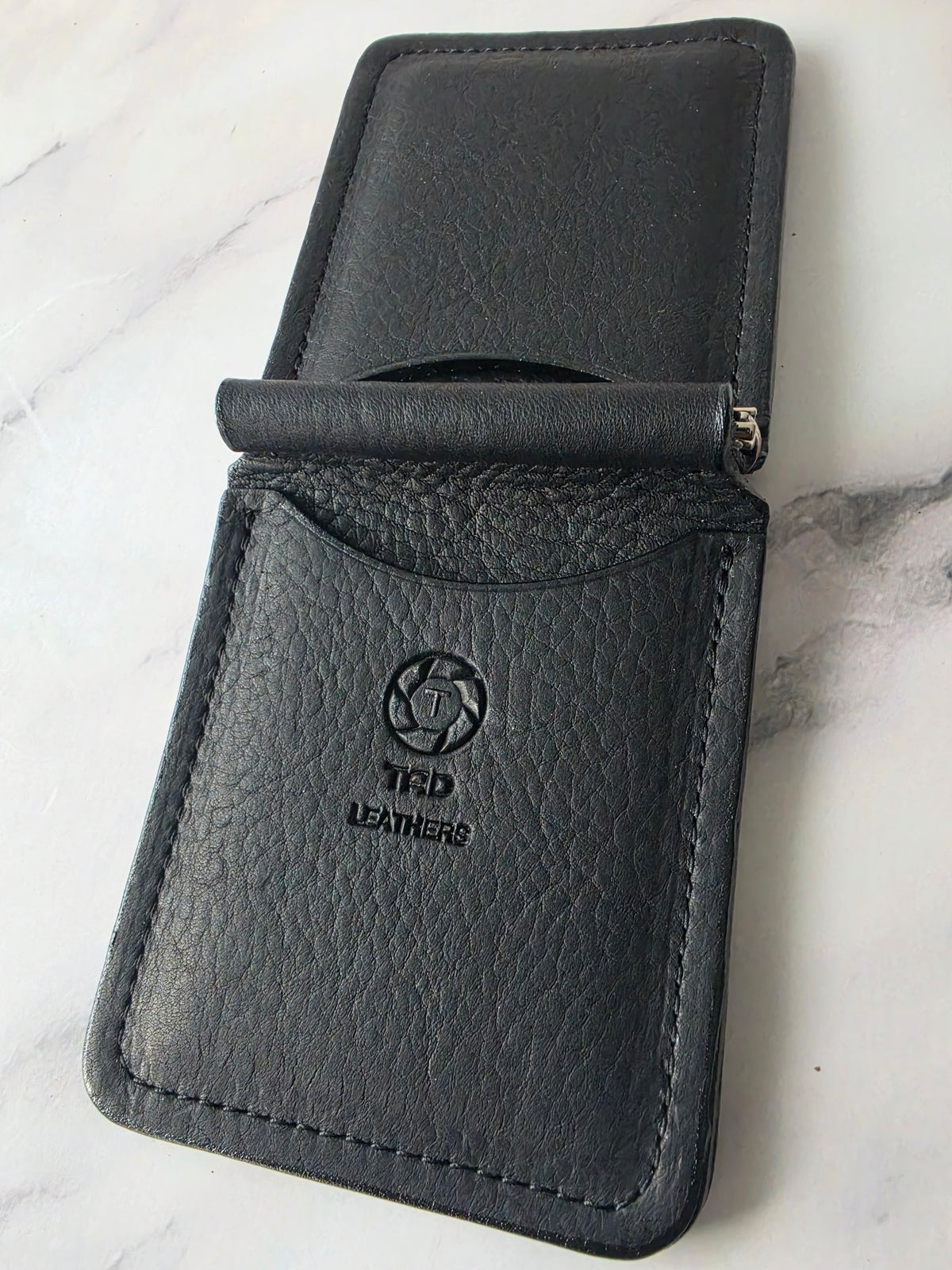 Black Leather Money Clip Wallet