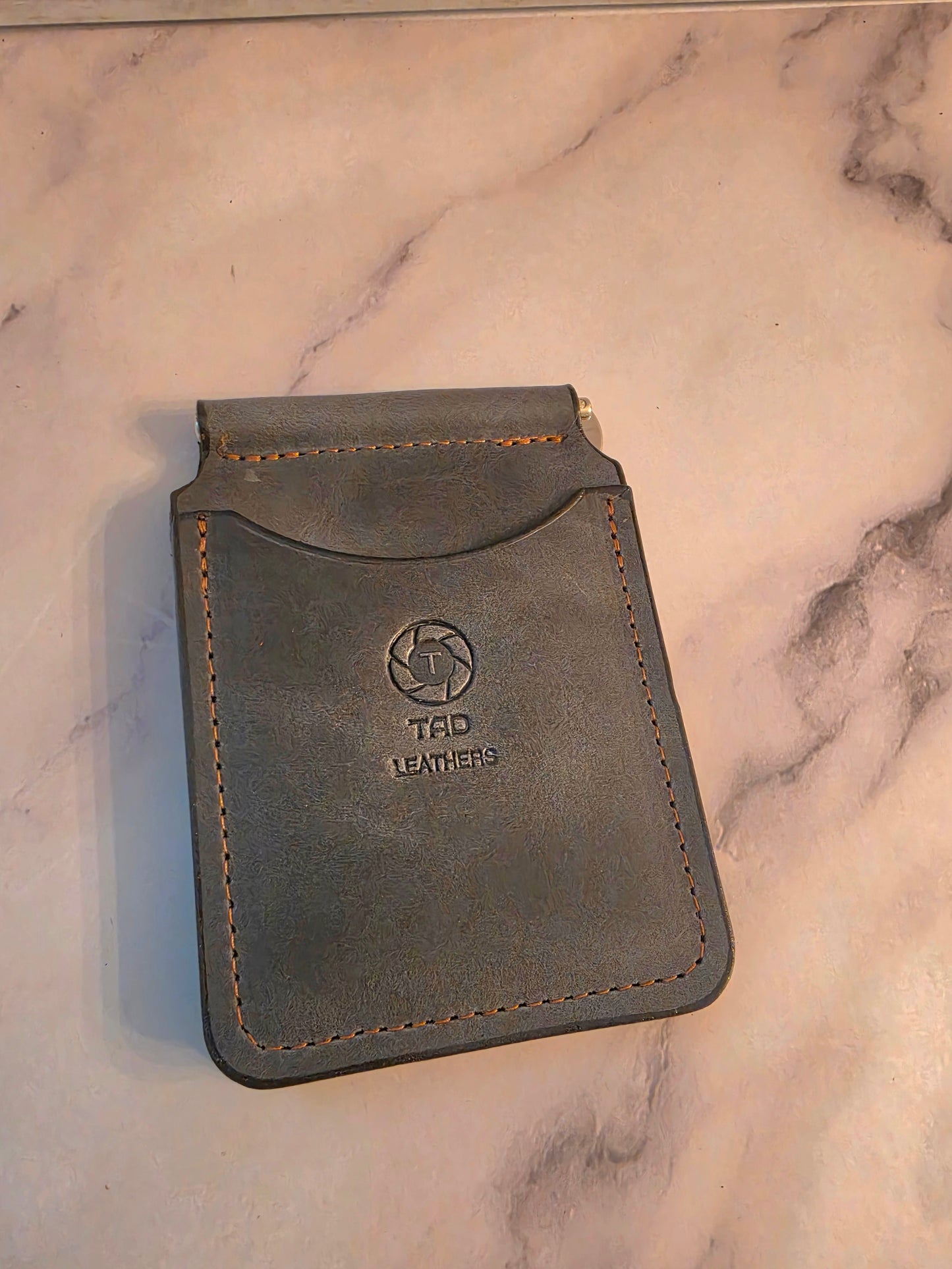Moss Charcoal Leather Money Clip Wallet