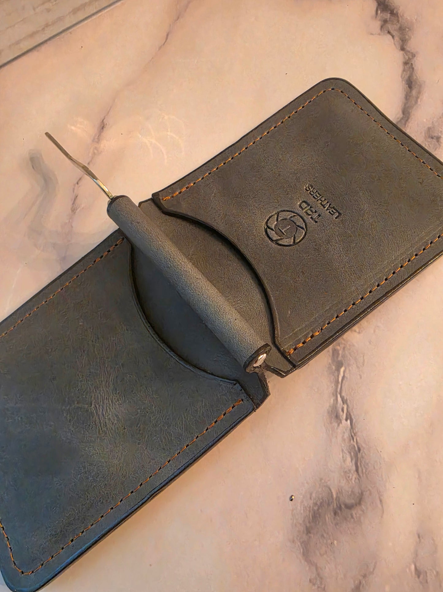 Moss Charcoal Leather Money Clip Wallet