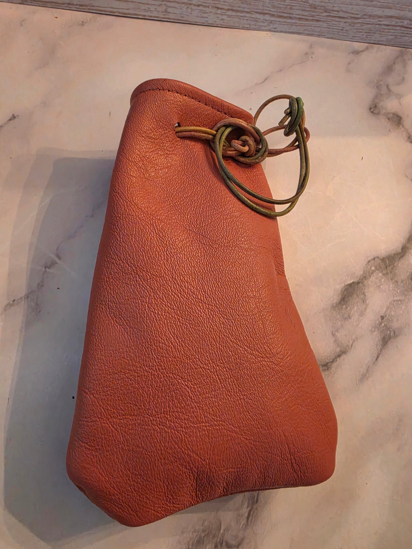 Handmade Full Grain Leather Drawstring Pouch