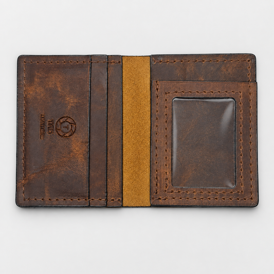 Volcano Brown handmade leather ID wallet by Tad Leathers