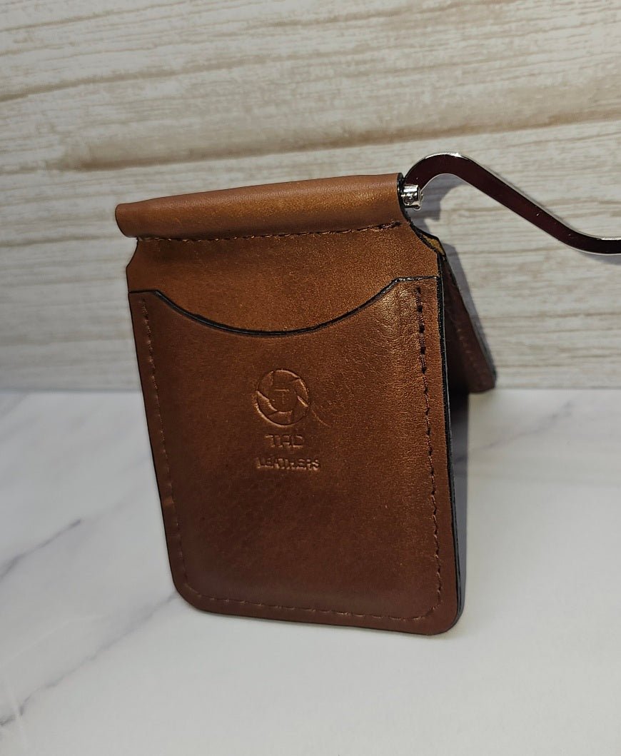 Handcrafted Leather Money Clip - Pebble Grain Brown | Premium Full - Grain Leather | Tad Leathers" - Tad Leathers
