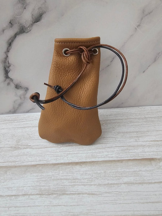 Drawstring Pouch – Saddle Tan - Tad Leathers