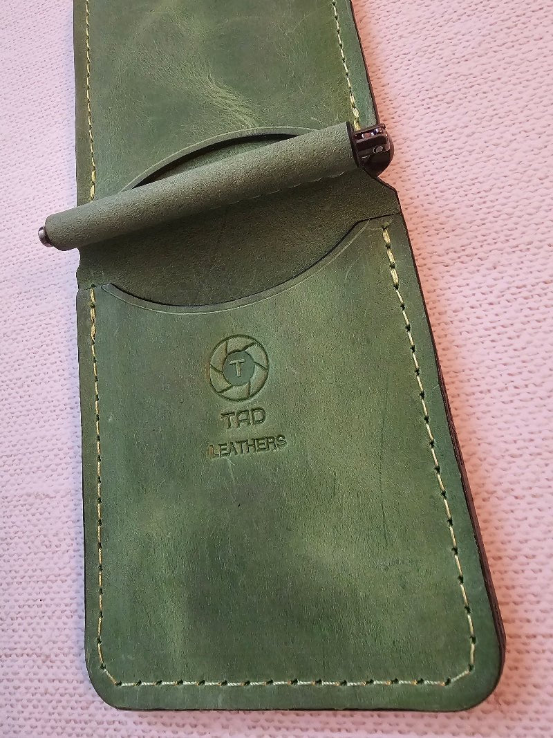 Handcrafted Leather Money Clip - [Vibrant Green] | Premium Full-Grain Leather | Tad Leathers&quot; - Tad Leathers