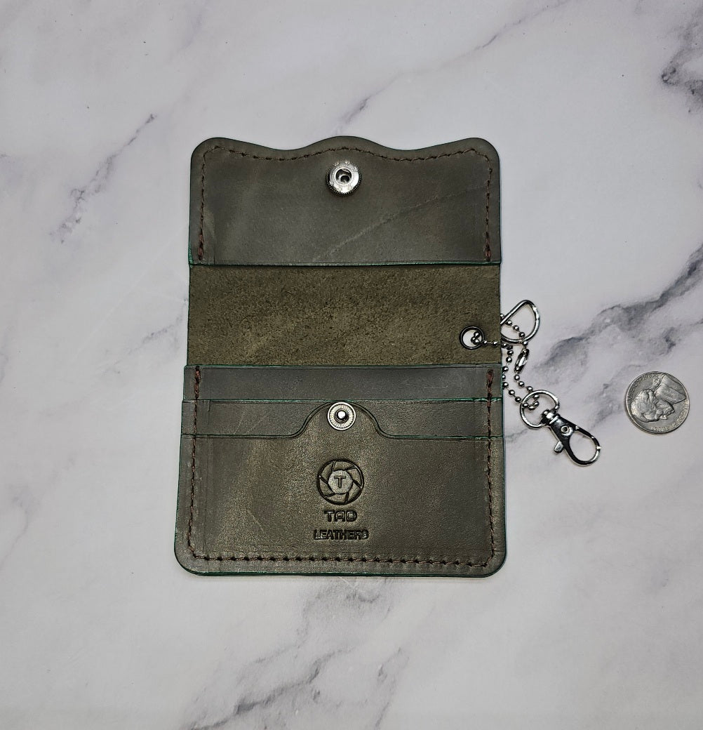 Leather Snap Wallet(Army Green) - Tad Leathers